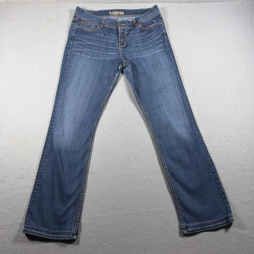 BKE Harper Jeans Womens 33x33.5 Blue Bootcut Stretch Distressed Denim Pants